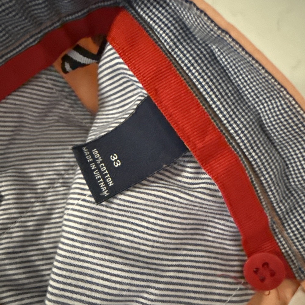 Cremieux Salmon Dyed Flat Front Casual Cotton Chino Shorts Men's Size 33 - Picture 7 of 7